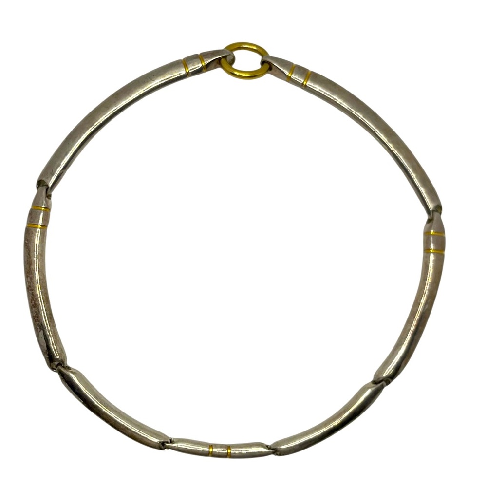 Denmark Skagen sterling silver & gold plated modernist vintage necklace